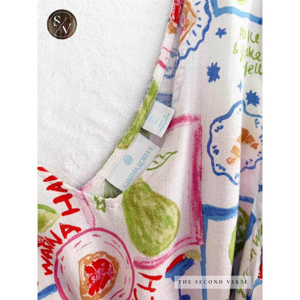 NEW CYNTHIA ROWLEY Girls Just Want To Have Brunch Mini Woven Linen Dress Large - Picture 11 of 11